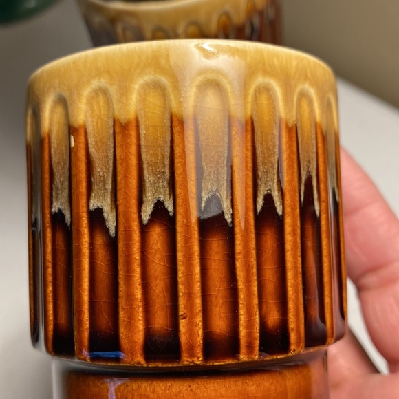 Vintage Brown Drip Glaze Stackable Mugs Set of 4 - Picture 7 of 11